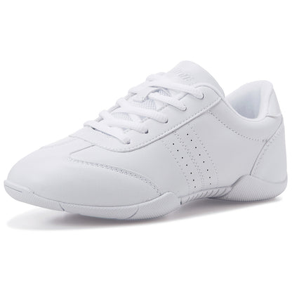 BAXINIER White Cheerleading Dancing Shoes Athletic Training Tennis Walking Breathable Competition Cheer Sneakers