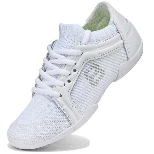 BAXINIER Girls White Cheerleading Dance Sneakers Women Breathable Athletic Training Tennis