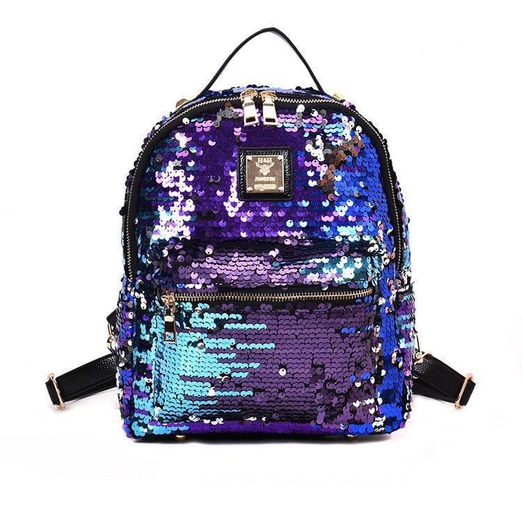 Baxinier cheerleading backpack with sequins colorful street trend laser bead back large capacity backpack