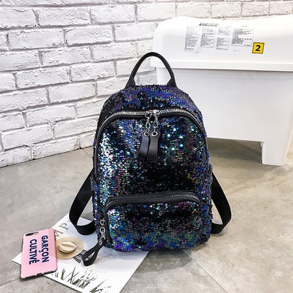 Baxinier cheerleading backpack with sequins colorful street trend laser bead back large capacity backpack