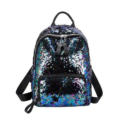 Baxinier cheerleading backpack with sequins colorful street trend laser bead back large capacity backpack