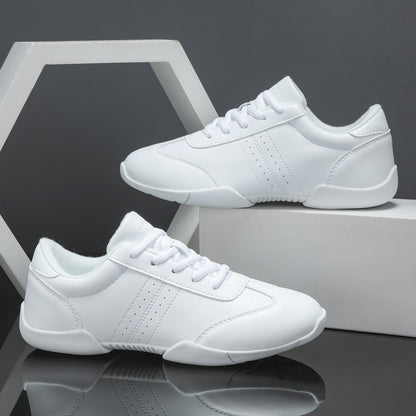 BAXINIER White Cheerleading Dancing Shoes Athletic Training Tennis Walking Breathable Competition Cheer Sneakers