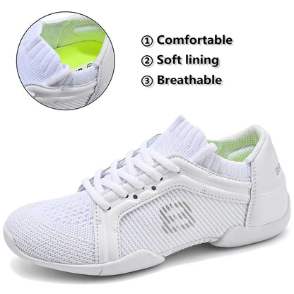 BAXINIER Girls White Cheerleading Dance Sneakers Women Breathable Athletic Training Tennis