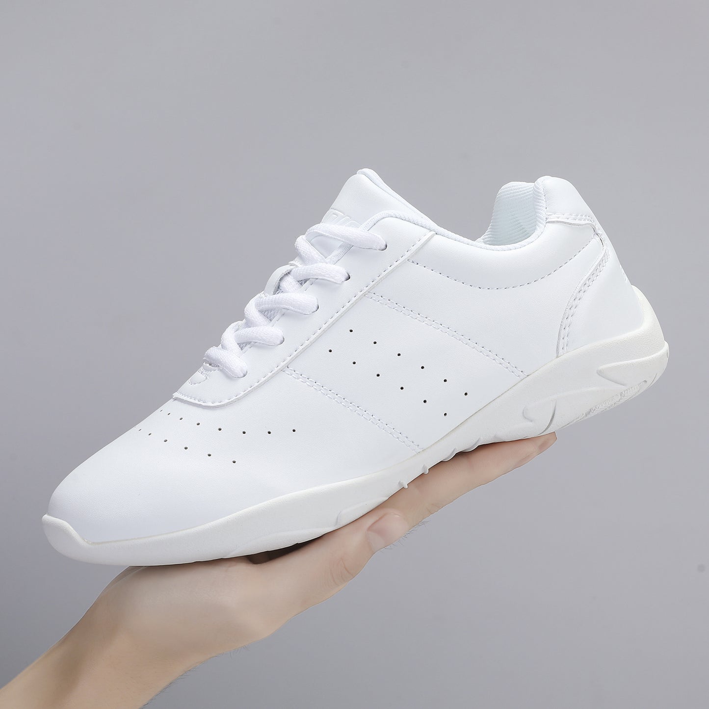 BAXINIER Youth Girls White Cheerleading Dancing Shoes  Walking Breathable Competition Cheer Sneakers