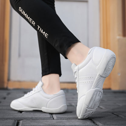 BAXINIER White Cheerleading Dancing Shoes Athletic Training Tennis Walking Breathable Competition Cheer Sneakers