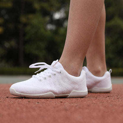 BAXINIER Girls White Mesh Cheerleading Dance Shoes Breathable Youth Performance Cheer Sneakers