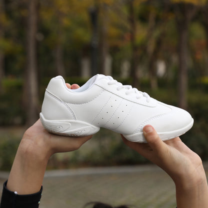 BAXINIER Girls White Cheerleading Dance Shoes Athletic Training Tennis Breathable Cheer Sneakers