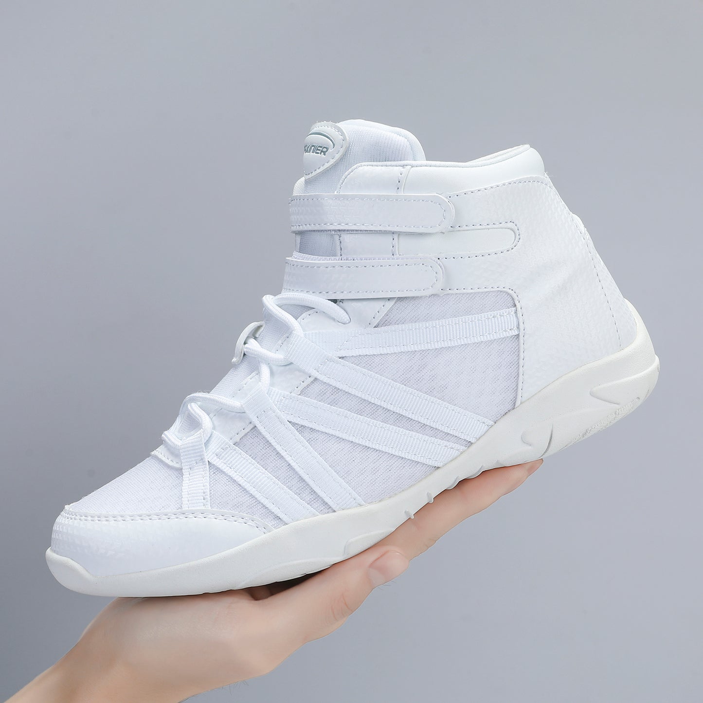 BAXINIER Girls White High Top Cheerleading Shoes Lightweight Youth Cheer Competition Sneakers Training Dance Tennis Shoes