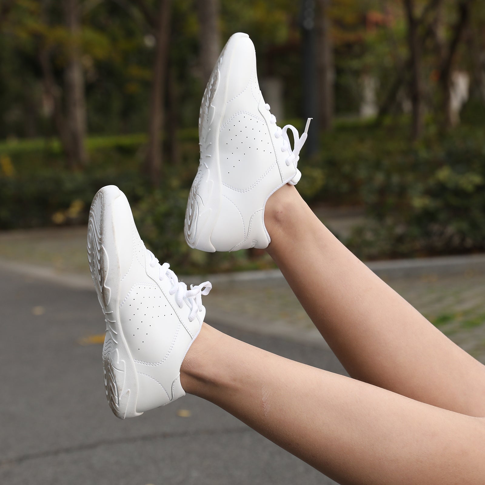 All white cheer sneakers online