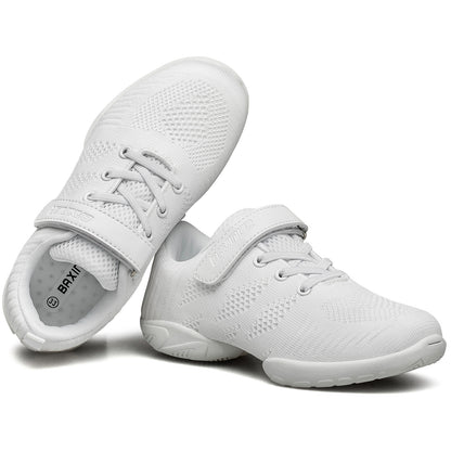 BAXINIER Girls White Cheerleading Shoes Lightweight Youth Competition Cheer Sneakers Kids Training Dance Tennis Shoes