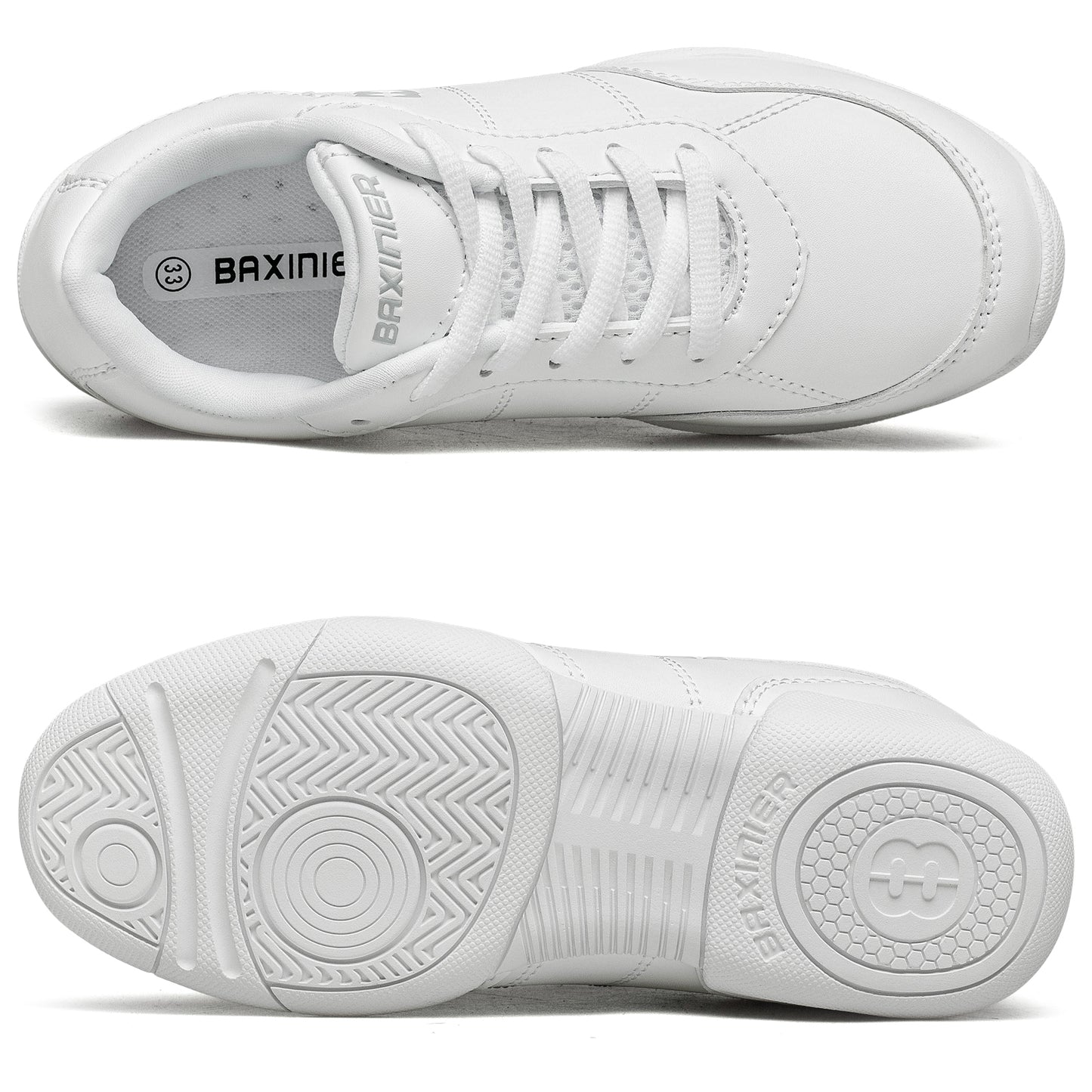 BAXINIER Girls White Cheerleading Shoes Lightweight Youth Cheer Competition Sneakers Kids Training Dance Tennis Walking Shoes