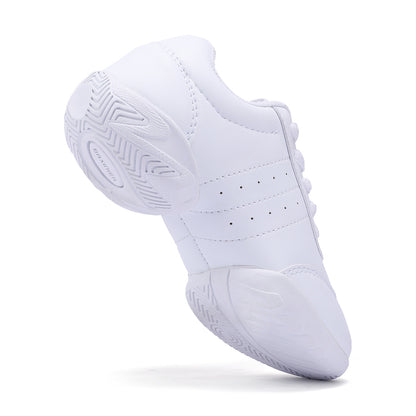 BAXINIER Girls White Cheerleading Dance Shoes Athletic Training Tennis Breathable Cheer Sneakers