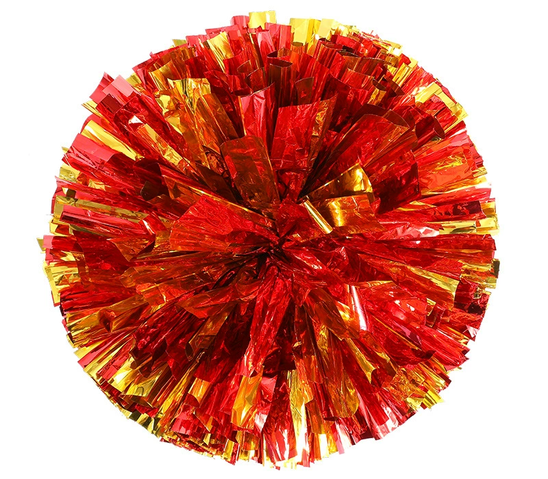 BAXINIER Ring handle full color &two color metal cheerleading Solid Metallic pompom 11 Inch