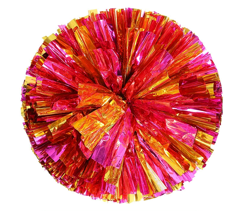 BAXINIER Ring handle full color &two color metal cheerleading Solid Metallic pompom 11 Inch