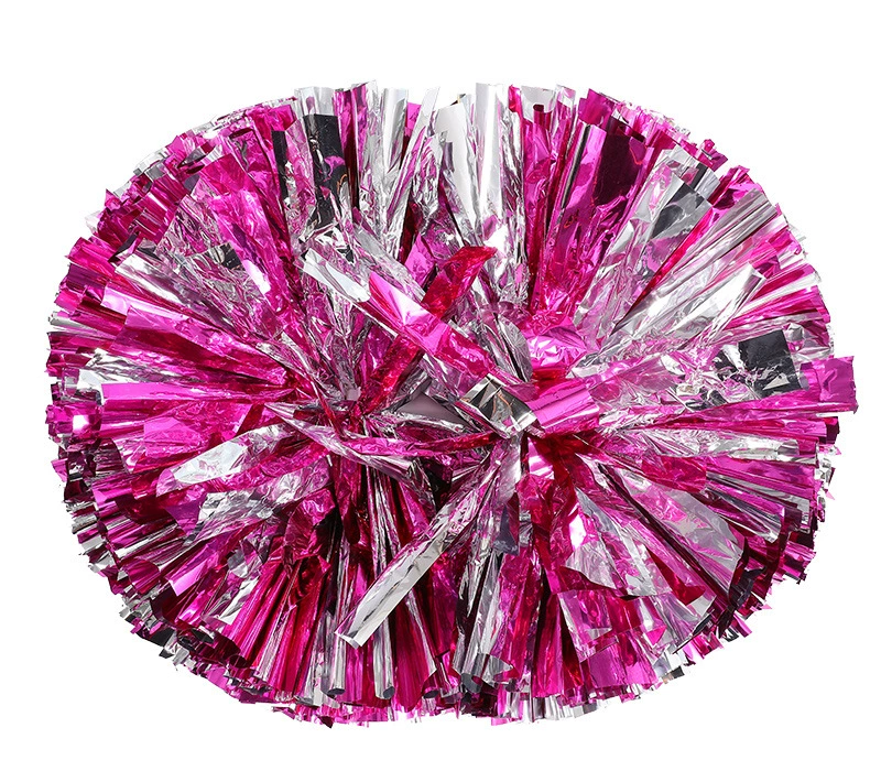 BAXINIER Cheerleading Pom Poms Cheer Pom Poms with Baton Handle Metallic Foil Pompoms for Adult for Team Sports Party Dance Cheering Squad Accessories 14 Inch